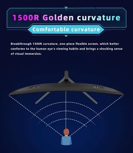 شاشة ألعاب LED جديدة 27 بوصة مع شاشة HDR مضادة للضوء الأزرق ونسبة الجانب شاشة ألعاب سطح المكتب - Product Image 3