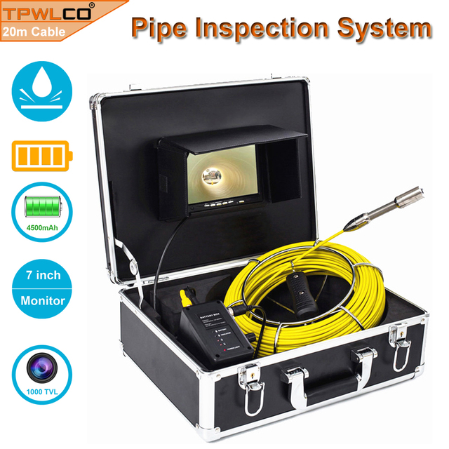7 Inch Monitor Pipe Wall Sewer Inspection Camera System 23MM Industrial Pipe Video Inspection Camera With 20M Cable