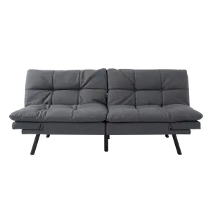 Yüksek kaliteli çin bellek köpük Modern tasarım püsküllü Futon katlanır küçük iki veya üç 2 veya 3 koltuklu Metal uyku Cum çekyat