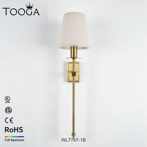 Applique murale moderne de luxe personnalisée en laiton avec abat-jour en tissu pour chambre, couloir, salon, applique murale décorative d'intérieur pour la décoration de la maison - Product Image 1