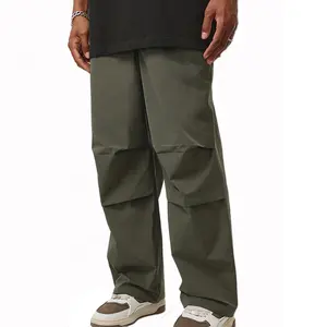 Custom Men's Casual Nylon Parachute Pants Cargo Hip Hop Pleated Parachute Pants Men