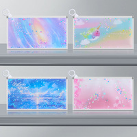 Estuche para bolígrafos de plástico brillante e impermeable, diseño simple, estuche para lápices de PP, bolsa de papelería, soporte para bolígrafos de examen, bolsa para archivos.