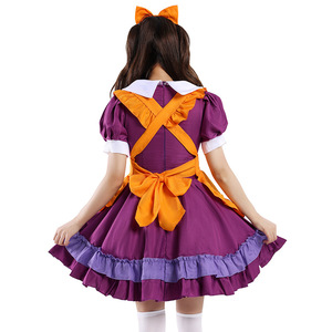 Robe de princesse Lolita orange et violette, costume de cosplay de demoiselle d'honneur, tenue d'anime pour femme, jupe et robe - Product Image 3