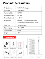 Dispositivo de Terapia de Luz Roja de Cuerpo Completo de 660nm 850nm 400W para Uso Doméstico, Pantalla Táctil, con Soporte de 360°, Ideal para Spa