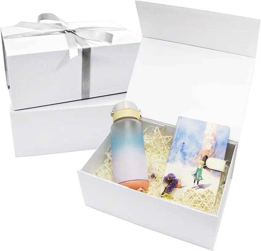 Set kotak hadiah kopi putih untuk kotak hadiah pembungkus Hadiah dengan pita