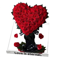 Hartvormig geconserveerd rozenboeket, eeuwige bloem, cadeau voor Valentijnsdag, huwelijksjubileum