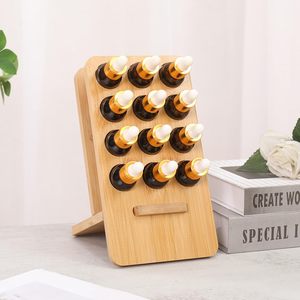 12 Grids <strong>Solid</strong> Wood Essential Oils Storage <strong>Racks</strong> Oil Organizer Bottles Standing Type Display Stand Holder - Product Image 4