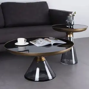 Modern minimalist çekici şekli yan masa yuvarlak sehpa cam sehpalar ev için set