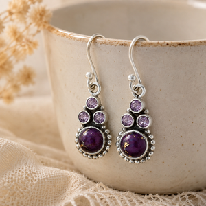 Vintage Purple <b>Blue</b> Green Drop <b>Earrings</b> Women Elegant Fashion Jewelry - Product Image 6