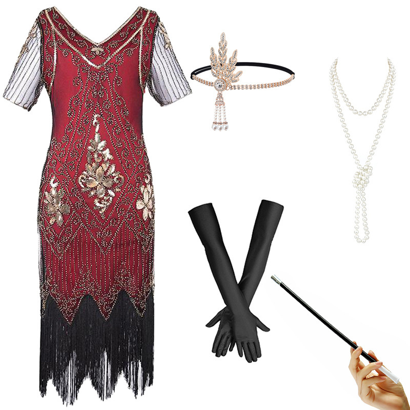 Gold and Red Dress Accessory Set
