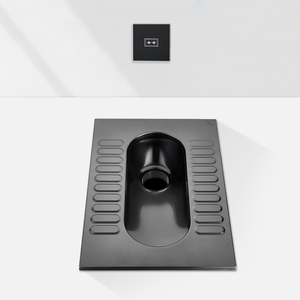 Cuvette <span class=keywords><strong>de</strong></span> <span class=keywords><strong>toilette</strong></span> à la turque sans rebord en acier inoxydable SUS304 noir mat, avec capteur <span class=keywords><strong>de</strong></span> chasse d'eau antidérapant, moderne, pour bars commerciaux, KTV, clubs et toilettes publiques - Product Image 4