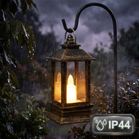 Lanterne suspendue vintage à LED, lumière de bougie, IP44 étanche, blanc chaud, flamme vacillante, fonctionne sur piles, bouton métallique, décorative