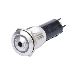 19mm Metal Anti-vandal Stainless steel LED Flash Buzzer IP40 metal buzzer button sound switch 12 volts