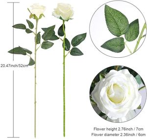 Prix de gros vraie touche artificielle unique soie fleurs blanches réaliste bouquet de roses longue tige pour la décoration de mariage à la maison - Product Image 2