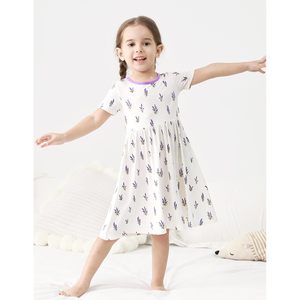 Vestido de Manga Corta para Niña BambooBud, Estampado Floral, Transpirable, Informal, para Verano, de 2 a 7 Años - Product Image 4