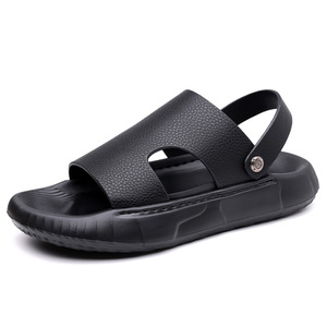 Sandalias de cuero genuino para hombre, con punta abierta, suela de goma, informales, para verano - Product Image 5