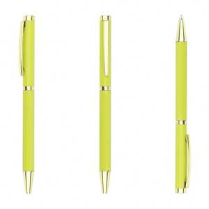 Stylo bille publicitaire jaune citron vif en métal, personnalisable avec logo, pas cher, pour entreprise et école - Product Image 3