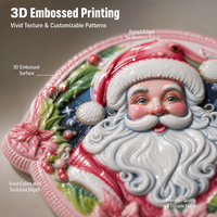 Sous-verres en céramique rose Père Noël, sous-verres en céramique imprimés en 3D pour boissons, avec base en liège, décoration de table de Noël pour la maison
