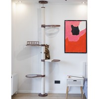 Arbre à chat mural en bois avec étagères, poteau à gratter pour chat, arbre à chat du sol au plafond, grattoir pour chat