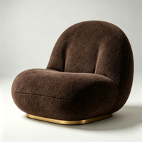 Fauteuil d'appoint de luxe moderne en tissu Sherpa au design élégant, pivotant et rotatif, pour salon, bureau à domicile