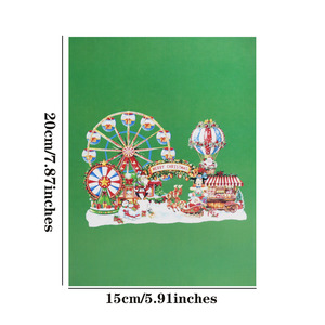 Nuovo stile acquerello Pop-up carta Ferris ruota carosello mulino a vento pupazzo di neve regalo albero di natale buon natale 3D biglietti di auguri - Product Image 6