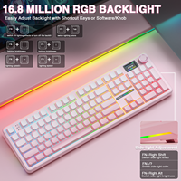 Clavier de jeu mécanique sans fil AULA F108 Pro à trois modes, macro, rétroéclairage multicolore, hot-swap, taille standard, écran TFT intelligent