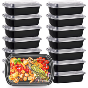 Contenants alimentaires jetables en PP de qualité alimentaire sans BPA, rectangulaires, micro-ondables, avec couvercle transparent, pour emporter, 500 ml, 650 ml - Product Image 1