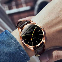 Nouvelle Montre Business Tendance pour Homme, Bracelet en Cuir PU, Cadran à Échelles, Mouvement Quartz