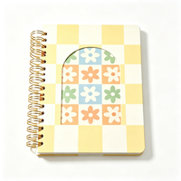 Carnet à spirale personnalisé en PU à motif floral avec fenêtre découpée, agenda-journal à fleurs, cadeau