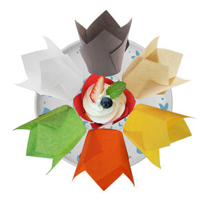 Vasos desechables de papel para hornear, vasos de <span class=keywords><strong>tulip</strong></span>án marrón para cupcakes, pasteles, magdalenas - Product Image 1