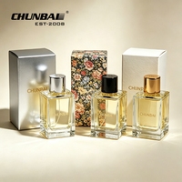 Flacon de parfum de luxe 100 ml 50 ml 30 ml avec bouchon à vis plat et capuchon doré, avec boîte