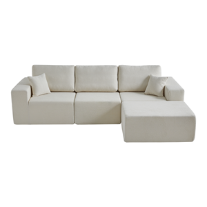 High Compressed 3-seater Flannel Square <b>Sofa</b> Ottoman Living Room Modern Luxury Corner Tufted Couch For Apartment Villa - Product Image 1