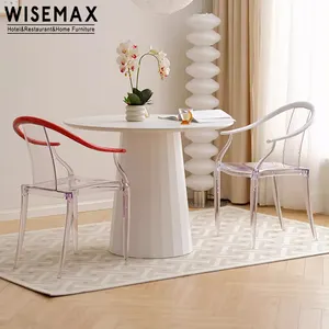 WISEMAX 가구 모던 미니멀 아크릴 의자 등받이 대조 색상 디자인 플라스틱 팔 식당 용 의자