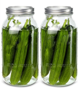 Empty 64oz Wide Mouth Glass Mason Jar with Metal Lid for Food Storage