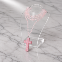 Collier pendentif croix gothique, collier ras du cou à franges multicouches pour femmes, style grunge audacieux