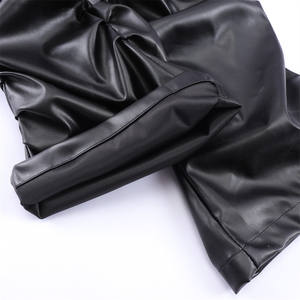 Koyu Punk niş tasarım parlak pilili Pu deri pantolon erkekler ins-tarzı ulusal Hip-Hop gevşek düz su geçirmez rahat pantolon erkekler - Product Image 4