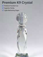 Trophée de golf en cristal gravé au laser personnalisé, colonne multi-facettes, sommet sphérique, base noire, récompense pour tournoi sportif de champion