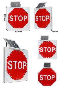 لافتة توقف وسلامة مرورية من الألومنيوم بطول 800 مم تعمل بالطاقة الشمسية مع إضاءة LED وامضة على شكل ثماني الأضلاع للسلامة على الطرق - Product Image 3
