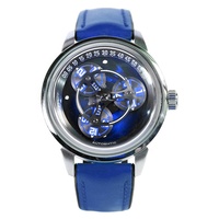 Montre mécanique automatique pour homme à trois aiguilles, cadran en verre, luminescent, squelette unique, acier inoxydable, vente chaude