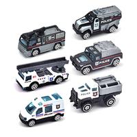 Camion de pompiers en alliage moulé sous pression à l'échelle 1:64 HDX, modèle de voiture de police à rétrofriction, jouets pour garçons, vente chaude