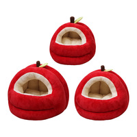 Coussin de lit pour chat de Noël, rouge festif, pour le Festival du Printemps, épais et chaud, amovible et lavable, en forme de pomme, en coton PP