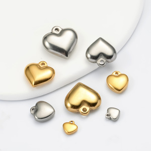 Dropshipping Breloques en acier inoxydable plaqué or 18 carats, forme cœur, sertissage clos, anti-ternissement, vierges, pour création DIY, tendance, unisexe, pour fête - Product Image 2