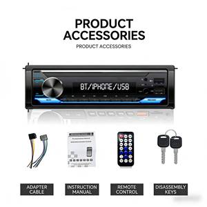 เครื่องเล่นสเตอริโอติดรถยนต์แบบถอดได้ 1 DIN รองรับ Mp3 FM BT AUX USB พร้อมหน้าจอ LED และเครื่องบันทึกเสียง - Product Image 5