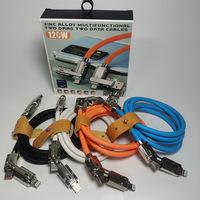 Kabel Pengisi Daya 4 in 1 PD 120W USB Type C ke C, Kabel Silikon Laptop, Kabel Pengisian Cepat PD untuk iPhone, Kabel Pengisian Data
