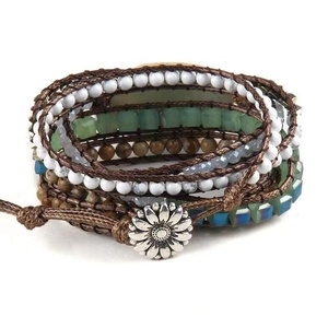 Fashion <strong>Beaded</strong> Jewelry Handmade Mixed Natural Stones/Crystal and Stone <strong>Charm</strong> 5 Strands Wrap <strong>Bracelets</strong> - Product Image 5