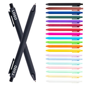 Stylo bille rétractable en plastique multicolore à revêtement caoutchouc, promotionnel, économique, avec logo personnalisé imprimé OEM pour étudiants - Product Image 1