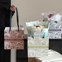 Bolsa de Papel con Base Cuadrada y Asa para Regalo de Flores Navideñas, Bolsa de Mano Portátil para Fiestas, Paquete de Ramo con Impresión Personalizada al por Mayor