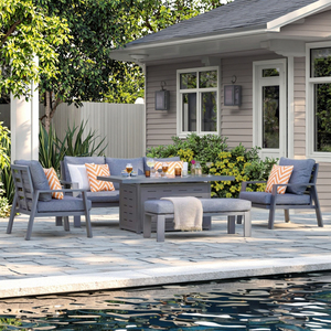 Liquidation vente en gros ensembles <span class=keywords><strong>de</strong></span> meubles <span class=keywords><strong>de</strong></span> <span class=keywords><strong>jardin</strong></span> canapé en aluminium 7 places avec banc en aluminium pour une utilisation en extérieur prix bon marché - Product Image 2