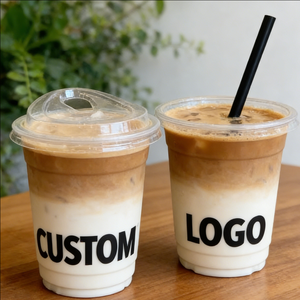 Vasos Desechables de Plástico para Café con Tapa y Logotipo, Vasos Transparentes para Postre de 10 oz para Café - Product Image 6