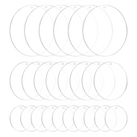 24 disques ronds en acrylique transparents de 2 mm d'épaisseur, de 2 à 4 pouces, avec trou, pour artisanat, pendentifs de porte-clés, décorations de Noël